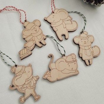 Set vianočných ozdôb - Myšky