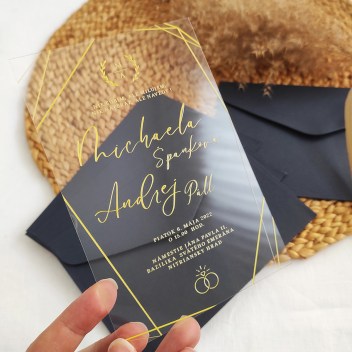 ideatree, oznámenie, svadba, svadobné oznámenie, transparentné oznámenie, priesvitné, zlatý text, zlatotlač, nové mesto nad váhom